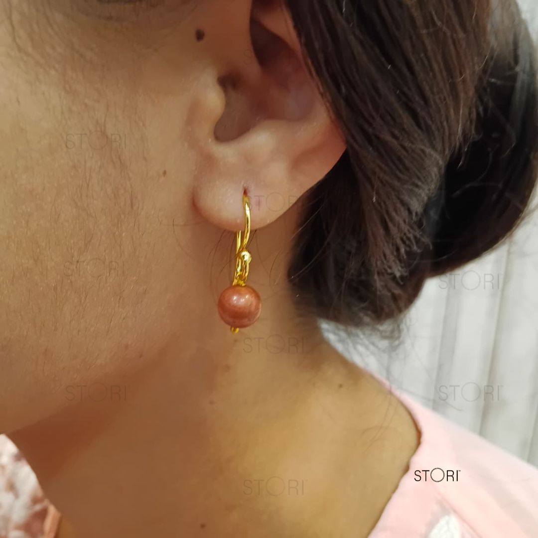 Minerva Round Stone Drop Earrings