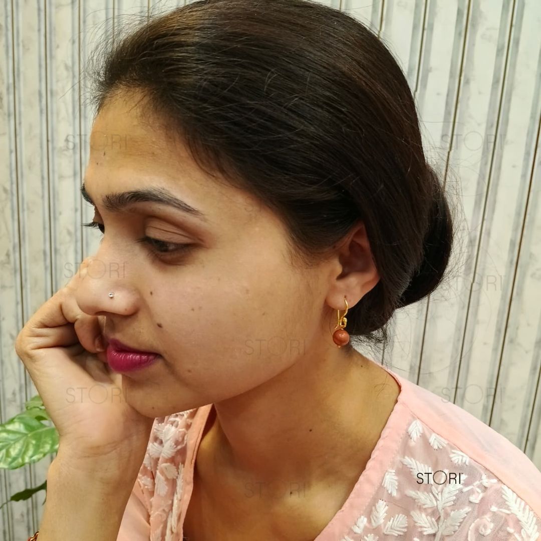 Minerva Round Stone Drop Earrings