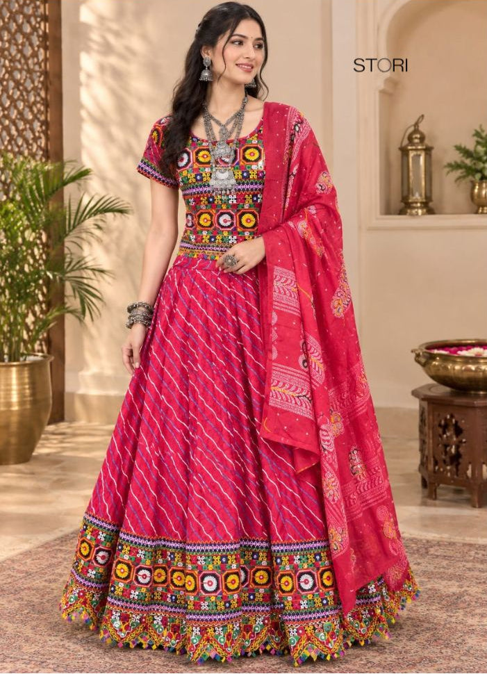 Leheriya Red Lehenga Choli Set