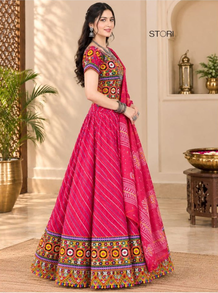 Leheriya Red Lehenga Choli Set