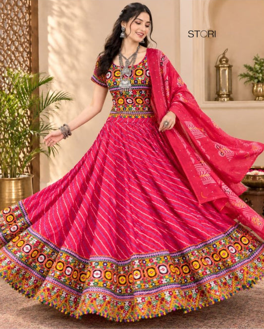 Leheriya Red Lehenga Choli Set