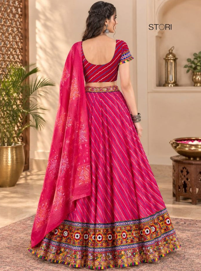 Leheriya Red Lehenga Choli Set