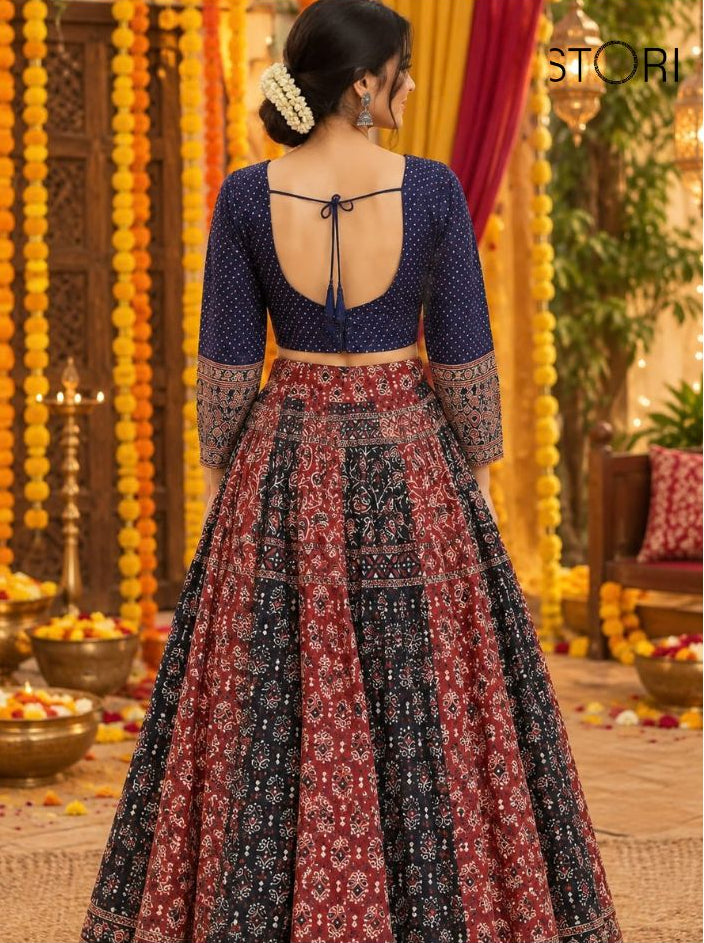 STORI Ajarakh Skirt And Blouse