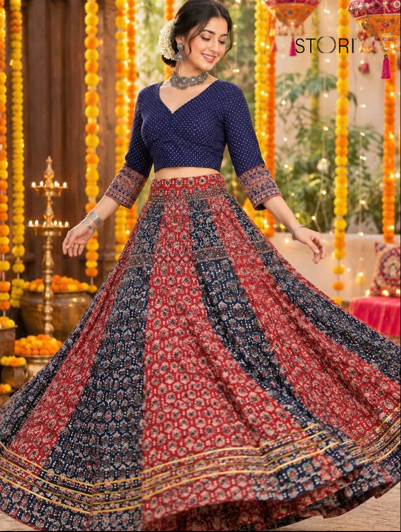 STORI Ajarakh Skirt And Blouse