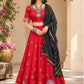 STORI Red Embroidery Lehenga Choli Set