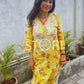 Floral Yellow Cotton Mulmul Chikankari Kurti