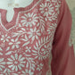 Neevya Powder Pink Soft Modal Handcrafted Short Chikankari Kurti