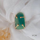 Green Monalisa Oblong Stone Clawed Finger Ring
