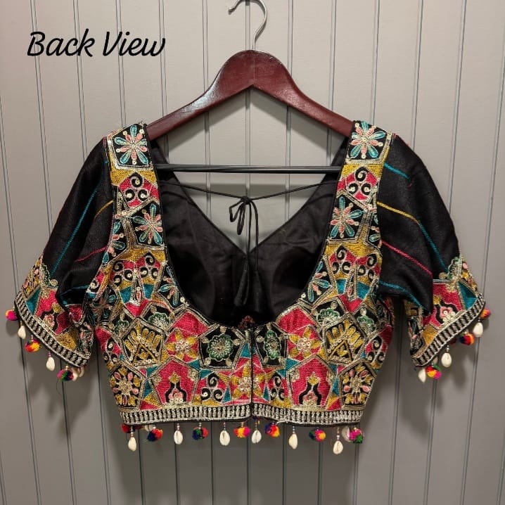 Navratri Silk Blouse With Kutchi Embroidery