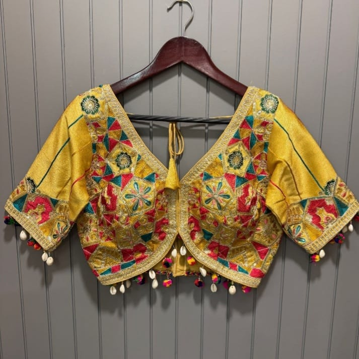 Navratri Silk Blouse With Kutchi Embroidery