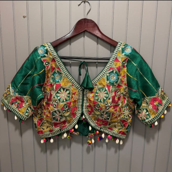 Navratri Silk Blouse With Kutchi Embroidery