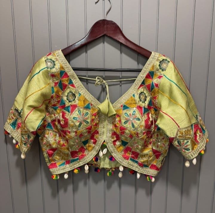 Navratri Silk Blouse With Kutchi Embroidery