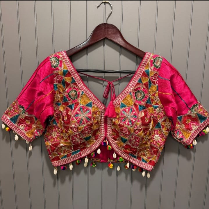 Navratri Silk Blouse With Kutchi Embroidery
