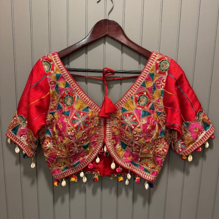 Navratri Silk Blouse With Kutchi Embroidery