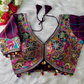 Wine Silk Blouse With Kutchi Embroidery