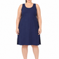Navy Blue Cotton Long Inner Slip Plus Size