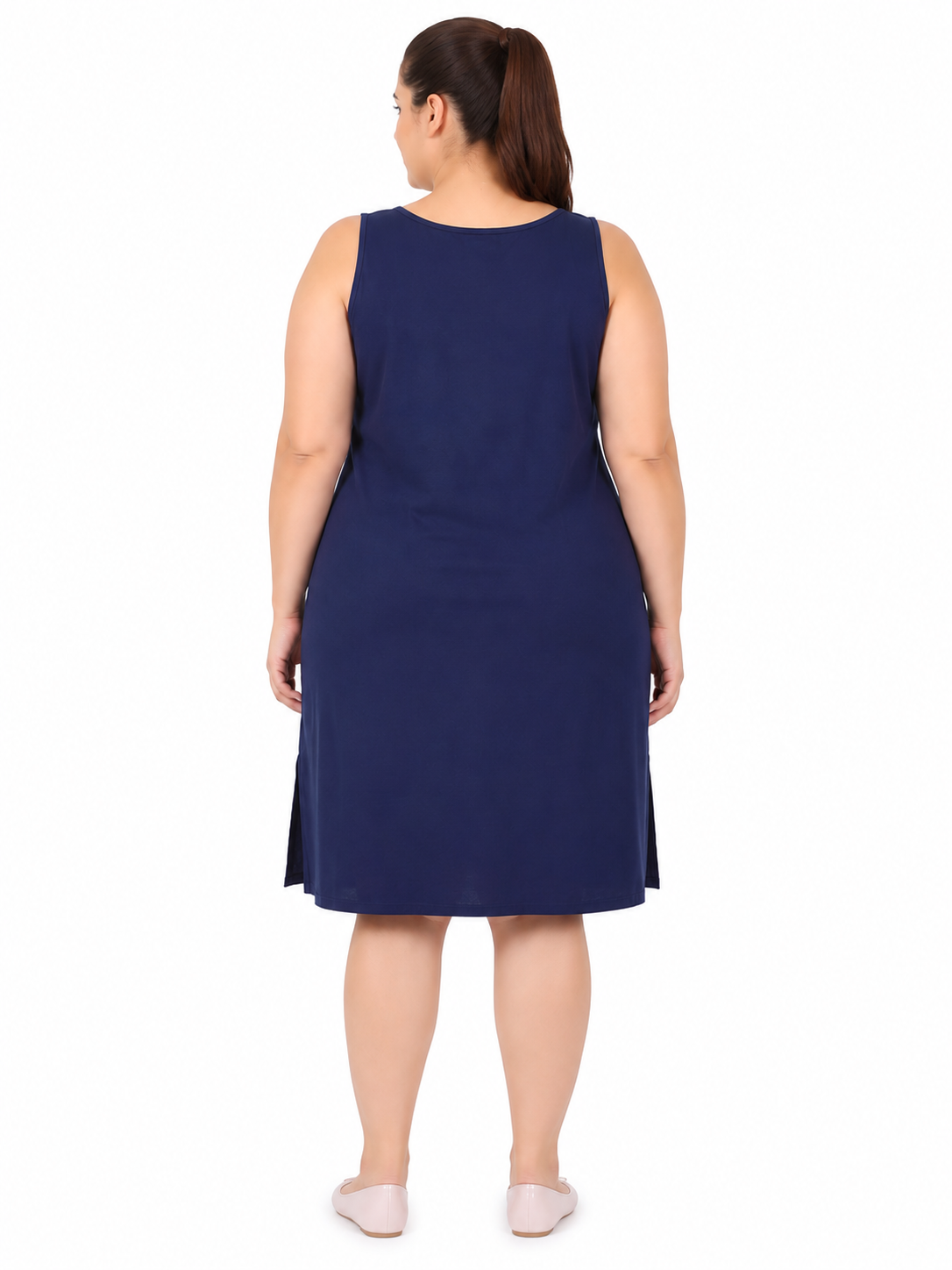 Navy Blue Cotton Long Inner Slip Plus Size2