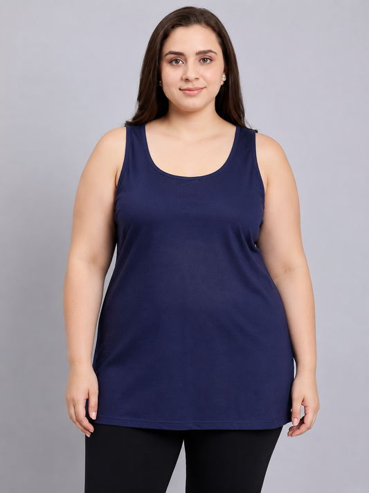 Navy Blue Cotton Short Inner Slip Plus Size1