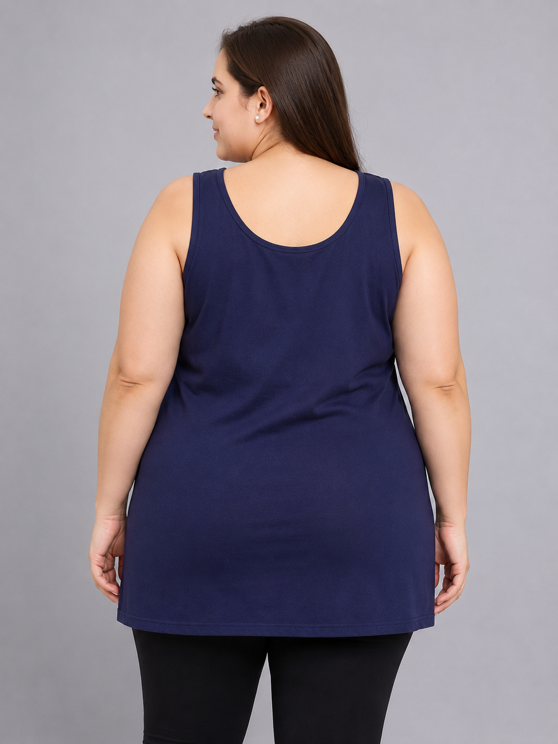 Navy Blue Cotton Short Inner Slip Plus Size11