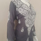Neevya Grey Soft Modal Handcrafted Short Chikankari Kurti
