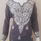 Neevya Grey Soft Modal Handcrafted Short Chikankari Kurti