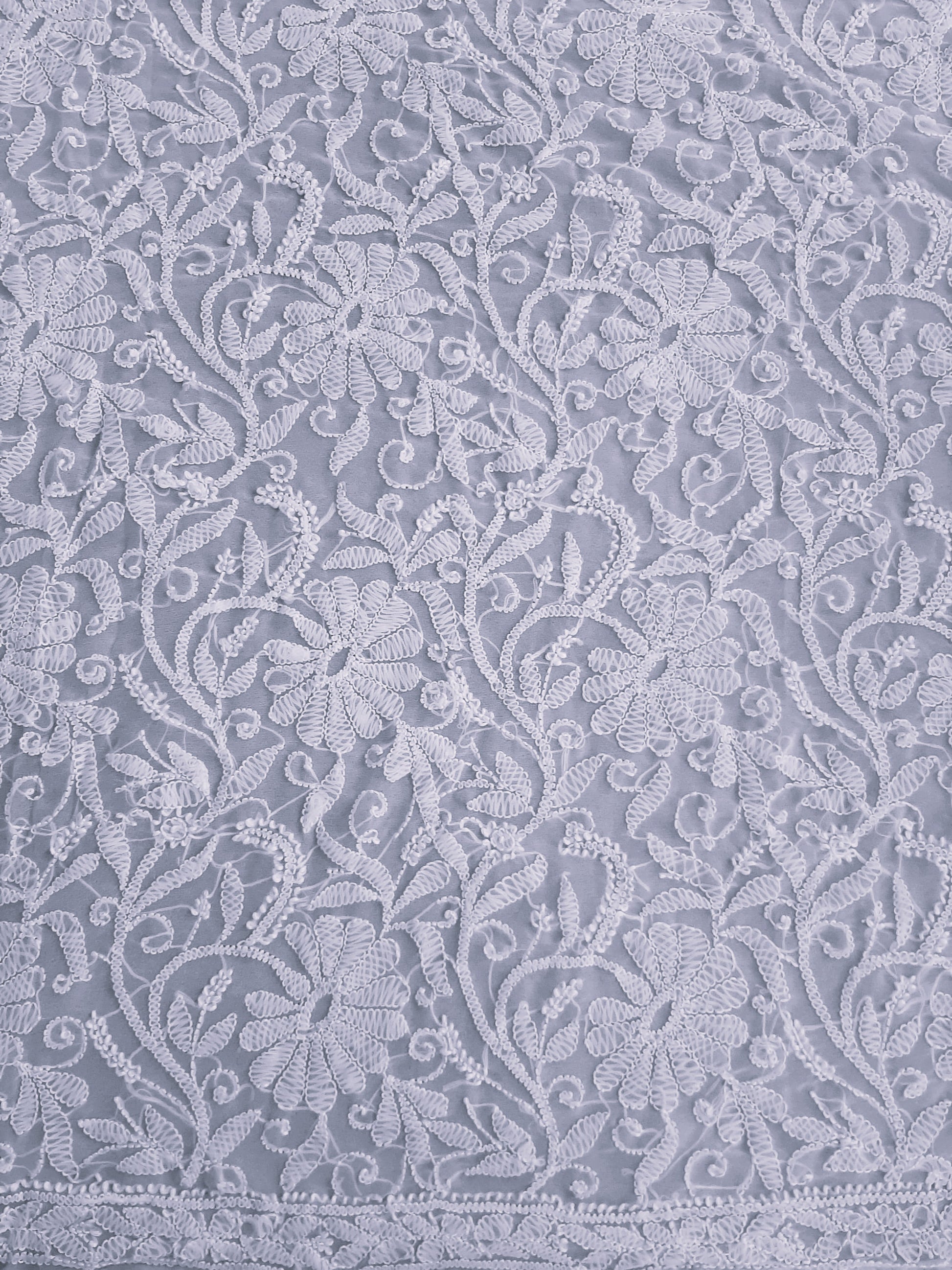 Grey Noor Full Jaal Hand Embroidered Lucknowi Chikankari Saree