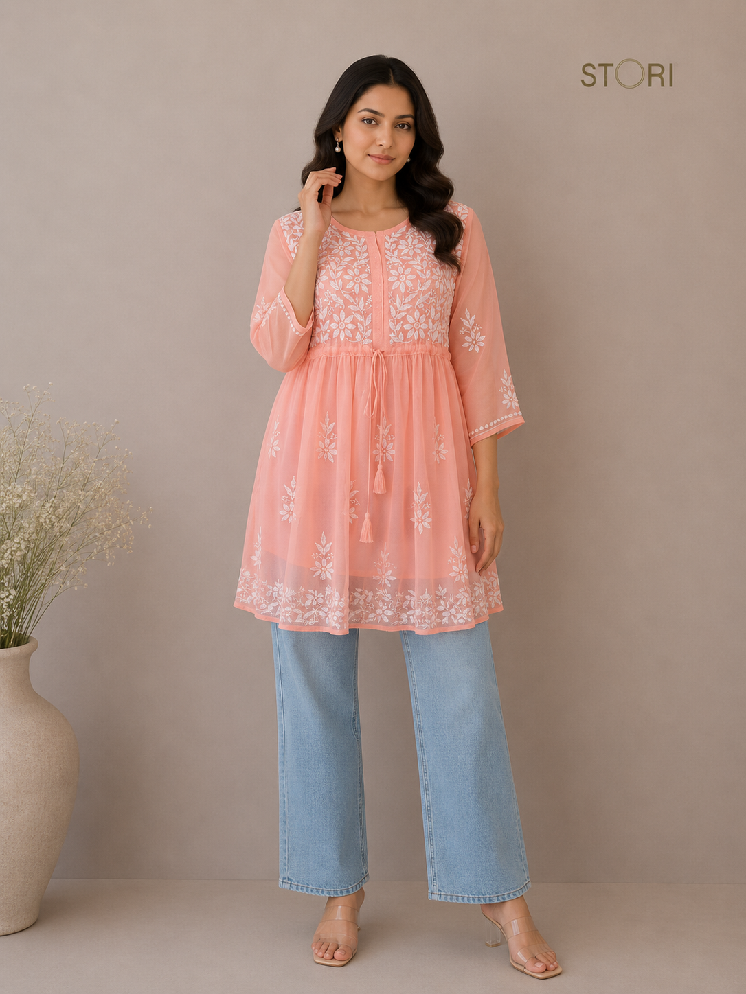 NoraPeachShortKurti-1