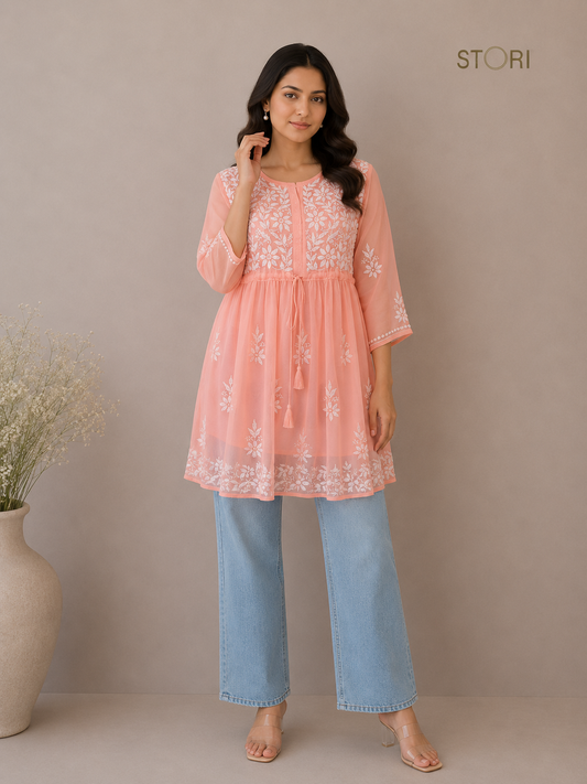NoraPeachShortKurti-1