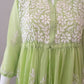 Nora Pista Green Short Georgette Chikankari Kurti