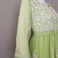 Nora Pista Green Short Georgette Chikankari Kurti