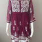 Nora Wine Short Georgette Chikankari Kurti