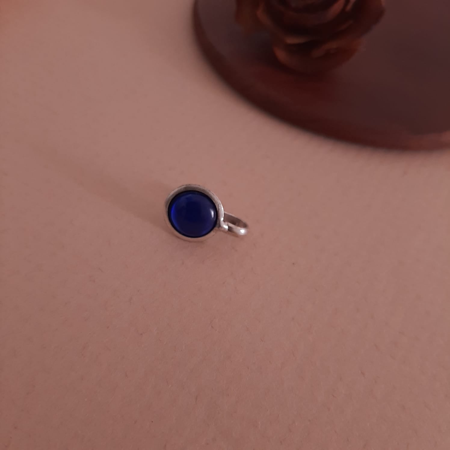 Circular Single Stone Oxidized Clip-on Nosepin