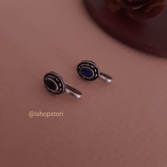 Oval Shaped Small Oxidized Clip-on Nosepin
