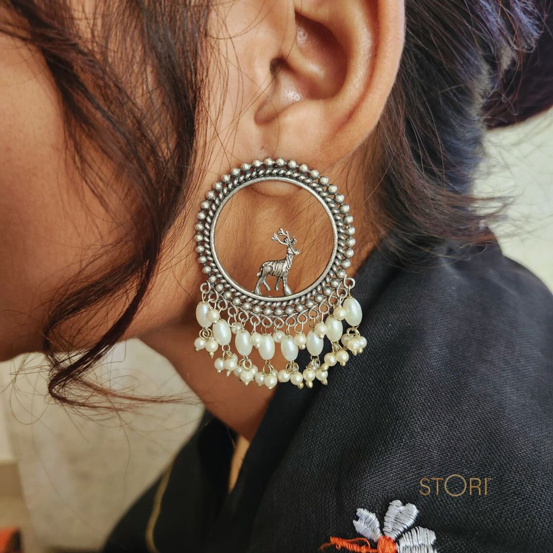Riha Pearled Chandbali Earrings