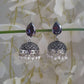 Red  Monalisa Stone Oxidised Jhumki Earrings
