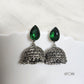 Chaitra Monalisa Stone Oxidised Jhumki Earrings