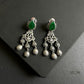 Green SLA Oxidised Chandelier Earrings