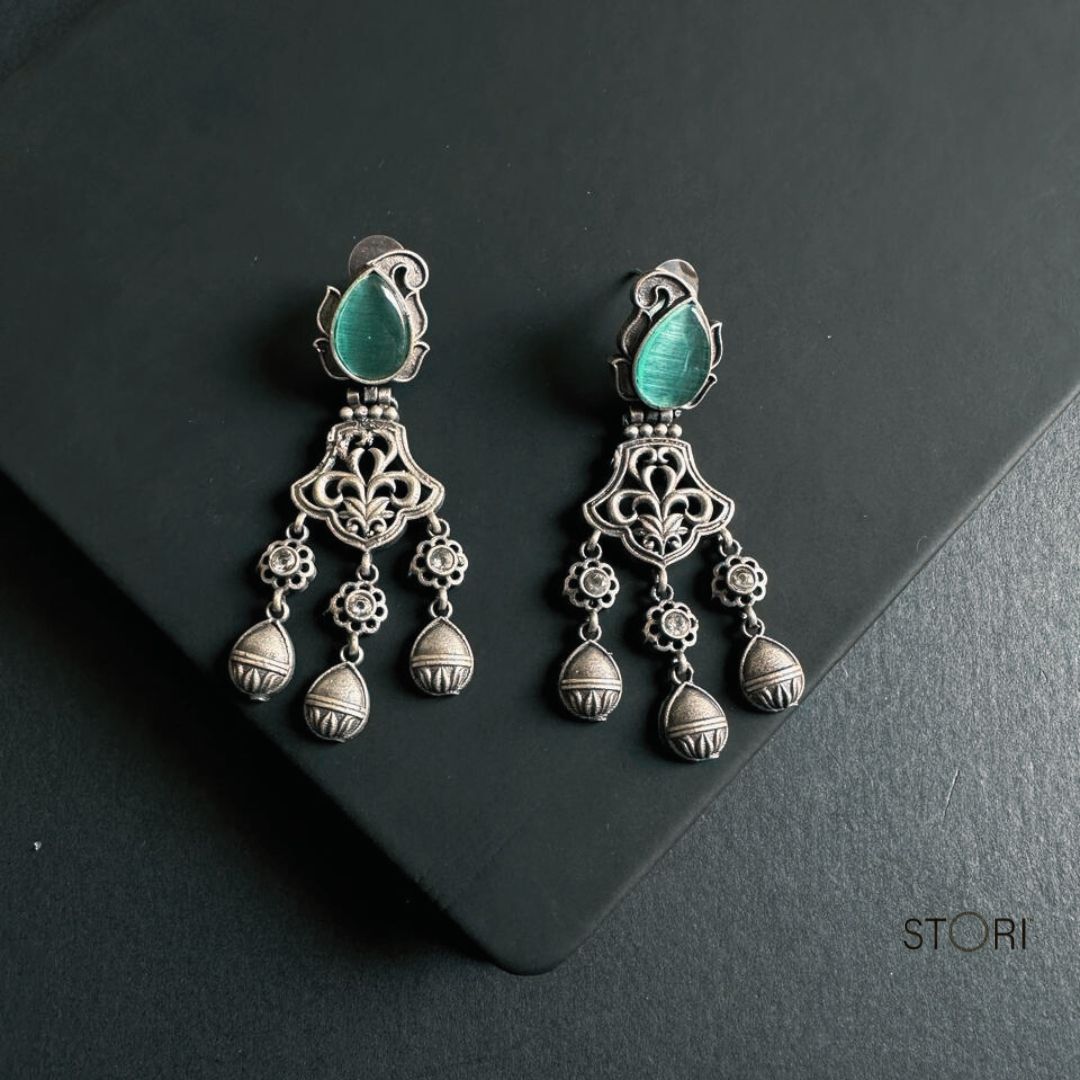 Skyblue SLA Oxidised Chandelier Earrings