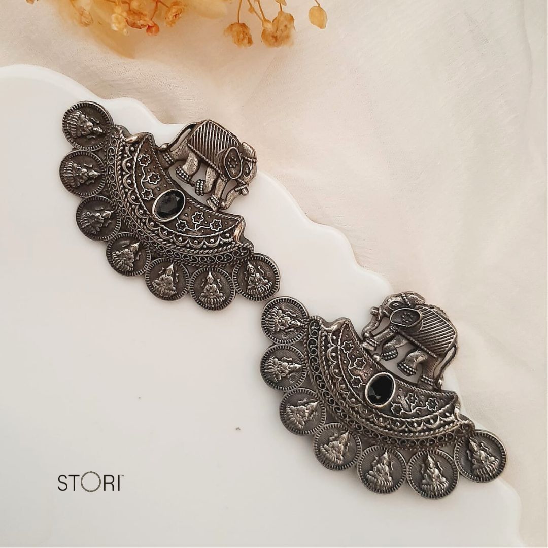 Padma German Silver Earrings With Silver Polish