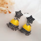 Yellow  Oxidised Lightweight Jhumkis Online - STORI