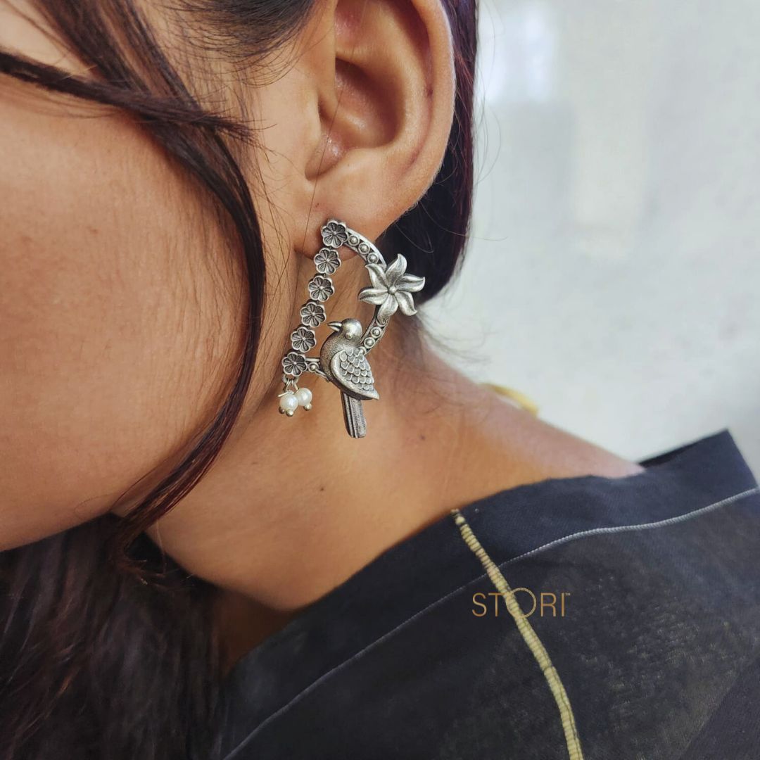 Koel Antique Oxidised Earrings