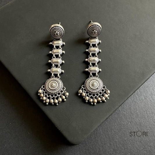 Tisha Layered Silver Look Alike Long Earrings