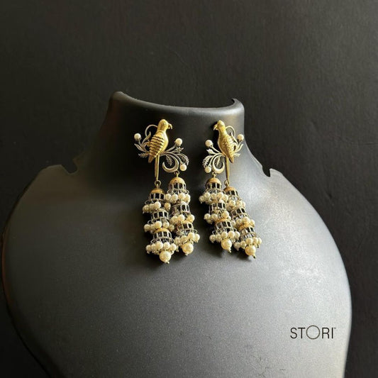 Dual Tone Statement Earrings