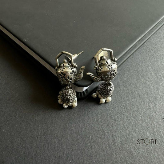 Antique Kettle Oxidised Jhumkis