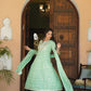 Light Green Embroidered Rayon Anarkali Set with Chiffon Dupatta