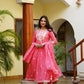 Red Embroidered Rayon Anarkali Set with Chiffon Dupatta