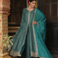 Green Embroidered Front Slit Rayon Anarkali Set with Dupatta
