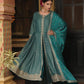 Green Embroidered Front Slit Rayon Anarkali Set with Dupatta