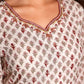 Light Pink Floral Print Mulmul Cotton Anarkali Kurti With Pant And Dupatta