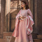 Dusty Pink Rayon Embroidered Anarkali Kurti Pant Set with Chanderi Dupatta